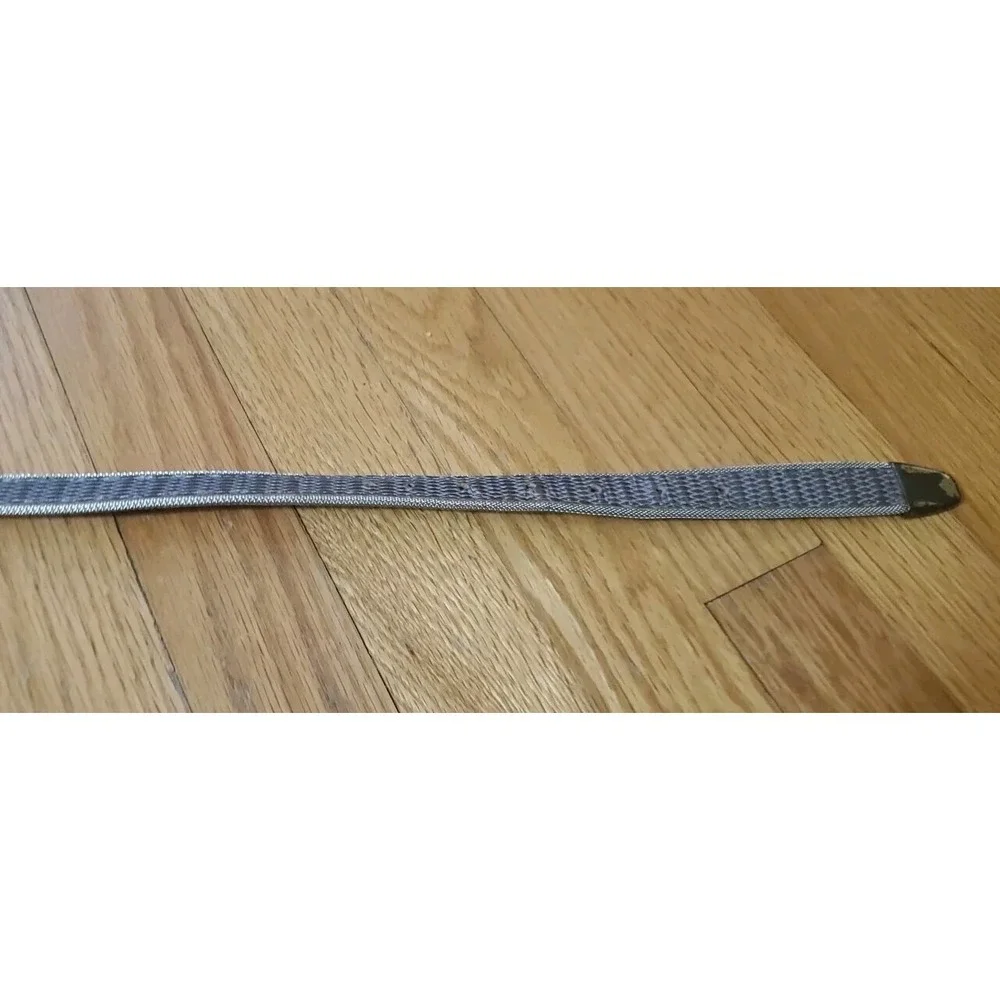 Vintage BB Simon Women Gray Leather Belt‎ Silver Mesh Edging Size 30
